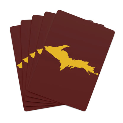 Michigan Upper Peninsula Poker Cards (Cherrywood Color w/ Gold UP Outline)