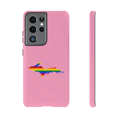 Michigan Upper Peninsula Tough Phone Case ('67 Caddie Pink w/ UP Pride Flag Outline) | Samsung & Pixel Android