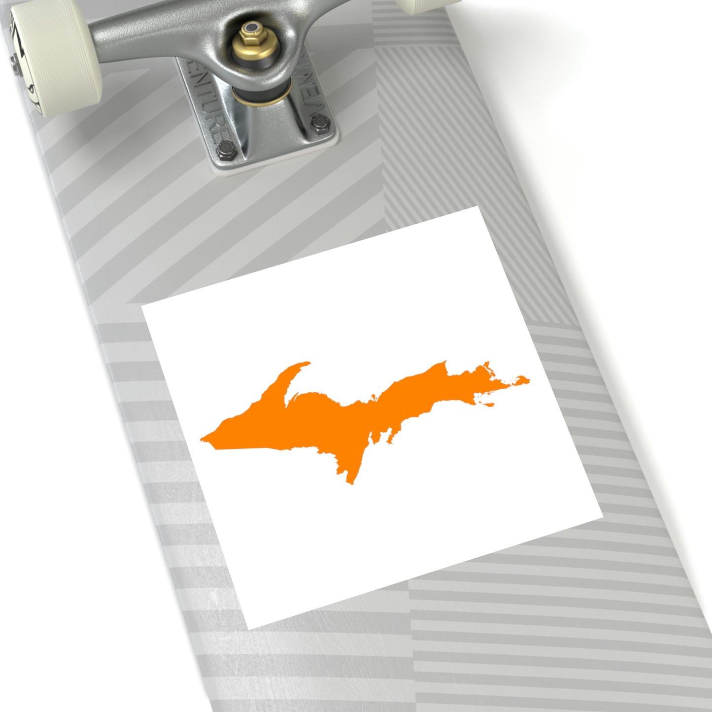 Michigan Upper Peninsula Square Sticker (w/ Orange UP Outline) | Indoor/Outdoor