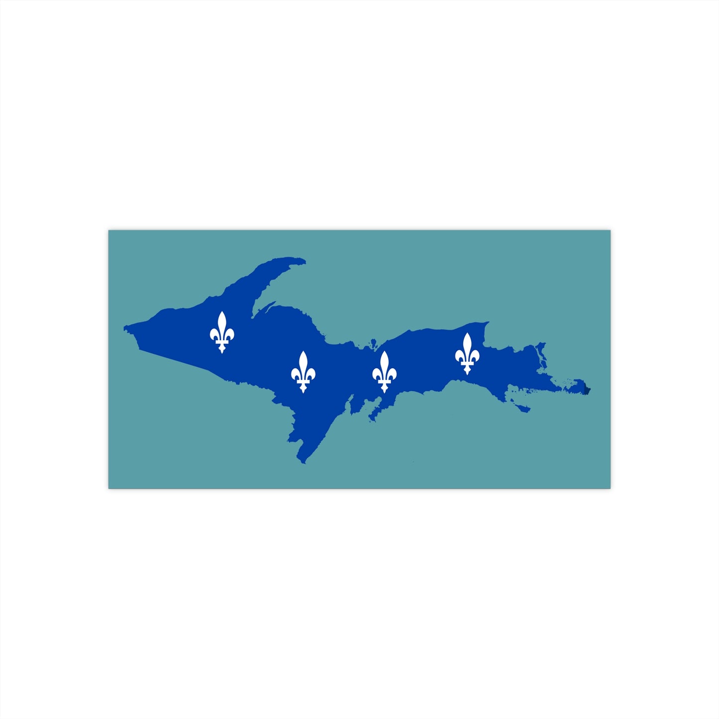 Michigan Upper Peninsula Bumper Stickers (w/ UP Quebec Flag Outline) | Huron Blue Background