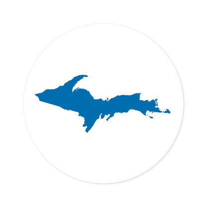 Michigan Upper Peninsula Round Stickers (w/ Azure UP Outline) | Indoor\Outdoor