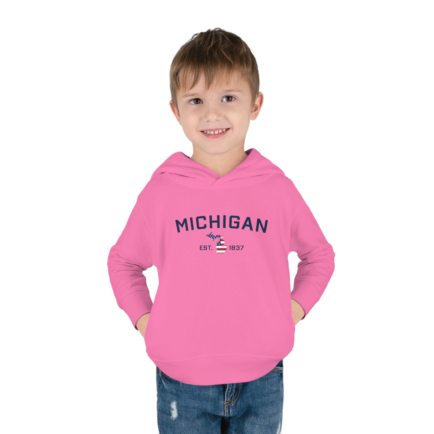 'Michigan EST 1837' Hoodie (With MI USA Flag Outline) | Unisex Toddler