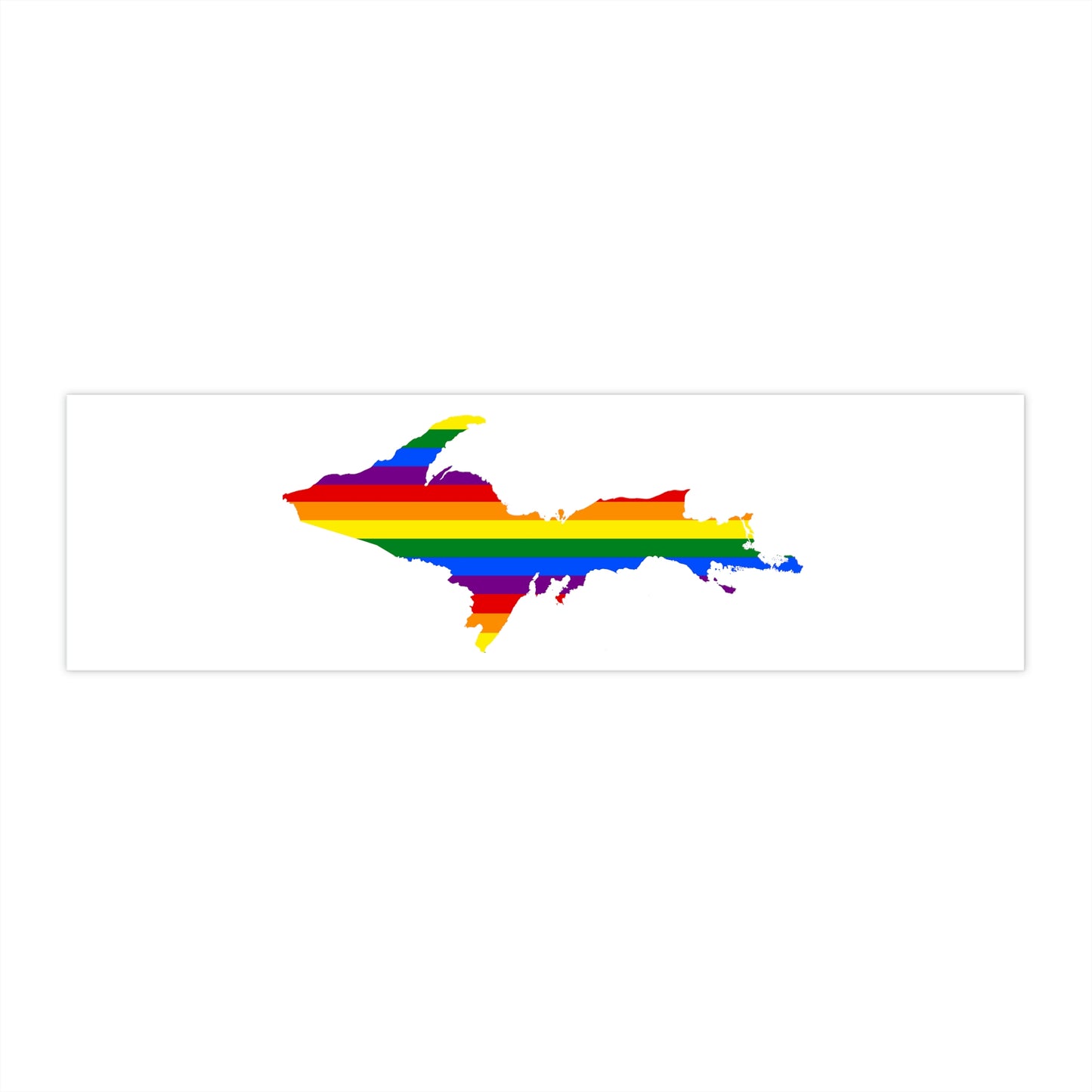 Michigan Upper Peninsula Bumper Stickers (w/ UP Pride Flag Outline) | White Background