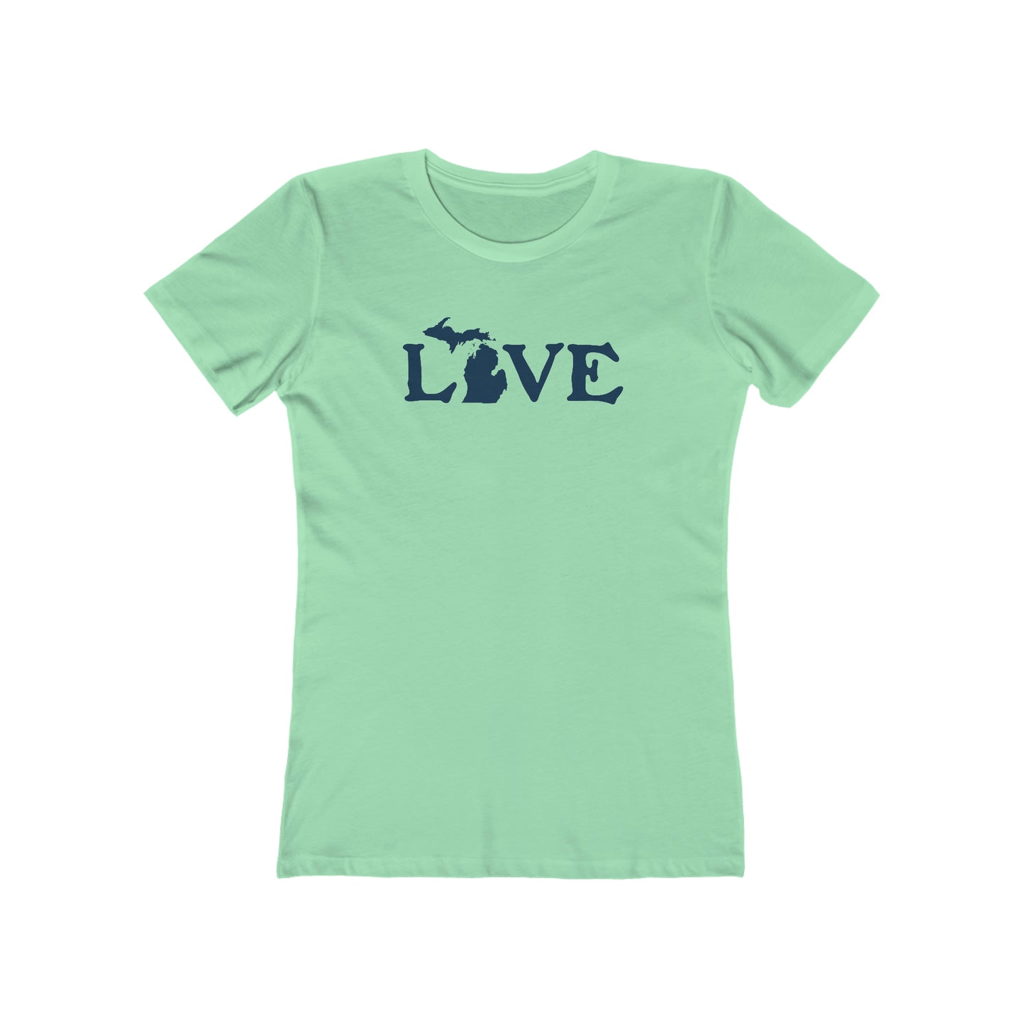 Michigan 'Love' T-Shirt (Woodcut Font) | Women's Boyfriend Cut