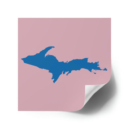 Michigan Upper Peninsula Square Sticker (Pink w/ Azure UP Outline) | Indoor/Outdoor