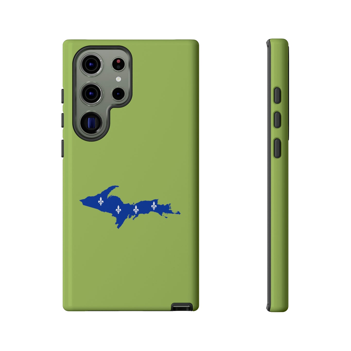 Michigan Upper Peninsula Tough Phone Case (Gooseberry Green w/ UP Quebec Flag Outline) | Samsung & Pixel Android