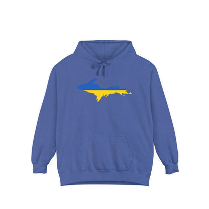 Michigan Upper Peninsula Hoodie (w/ UP Ukraine Flag Outline) | Unisex Garment-Dyed