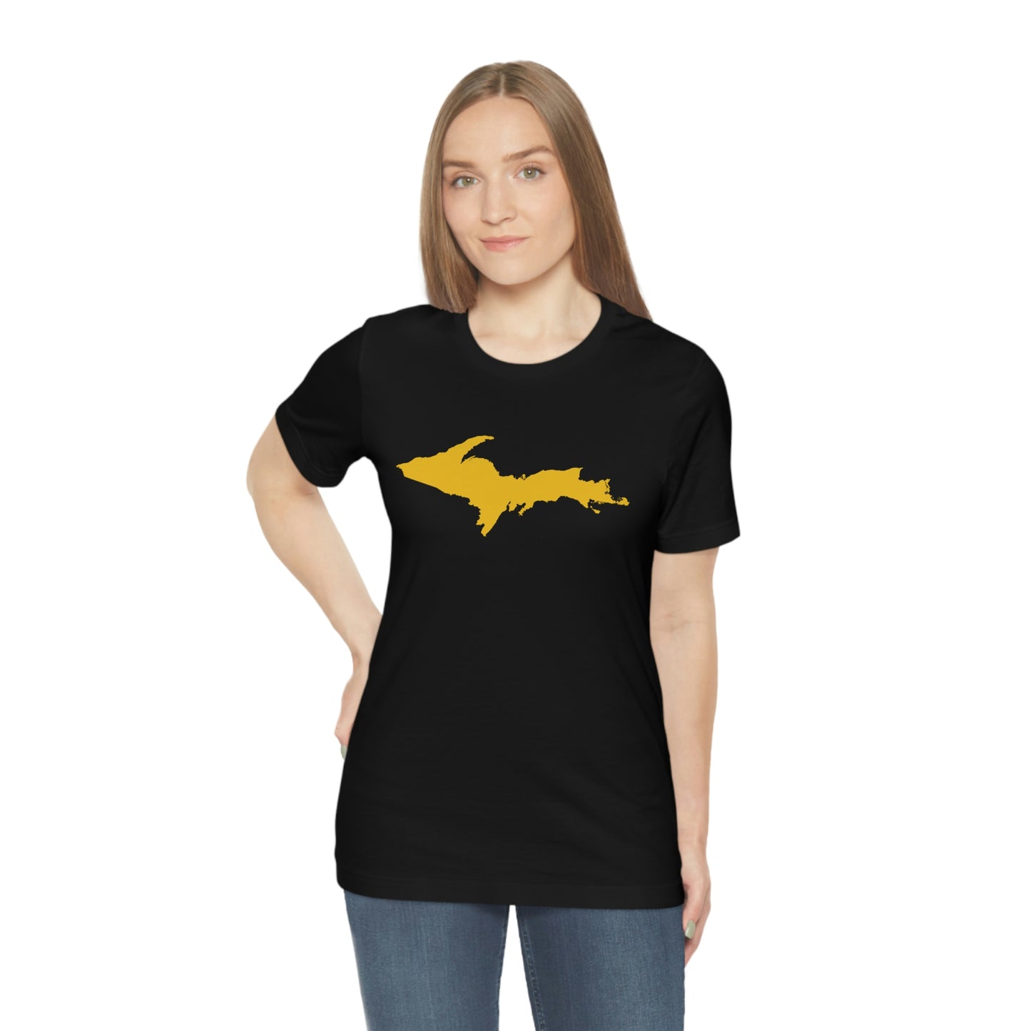 Michigan Upper Peninsula T-Shirt (w/ Gold UP Outline) | Unisex Standard Fit