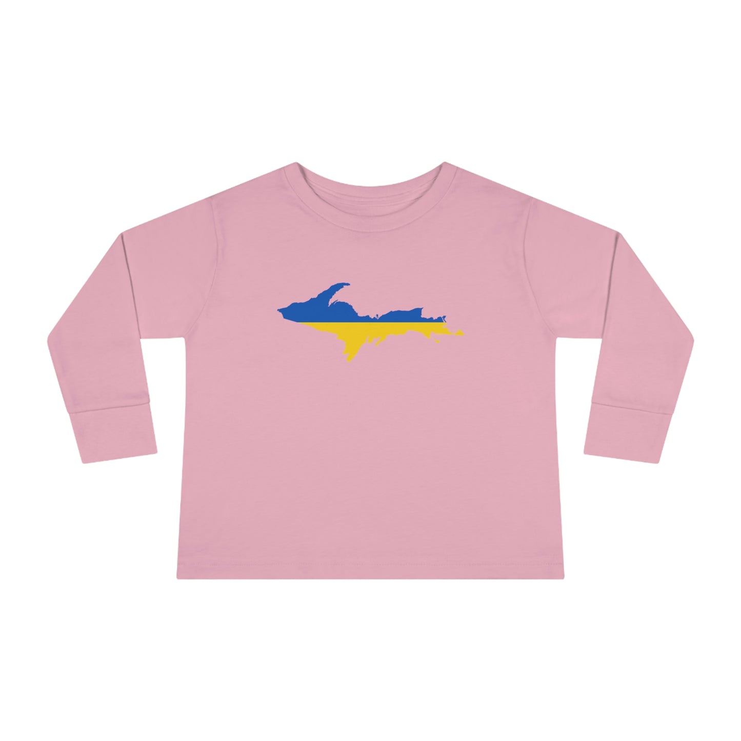 Michigan Upper Peninsula T-Shirt (w/ UP Ukraine Flag Outline) | Toddler Long Sleeve