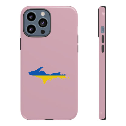 Michigan Upper Peninsula Tough Phone Case (Pink w/ UP Ukraine Flag Outline) | Apple iPhone