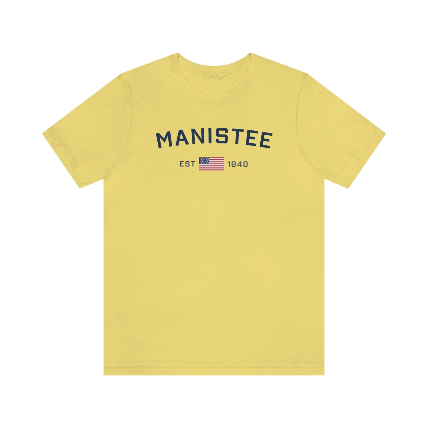 'Manistee EST 1840' T-Shirt (w/USA Flag Outline) | Unisex Standard Fit