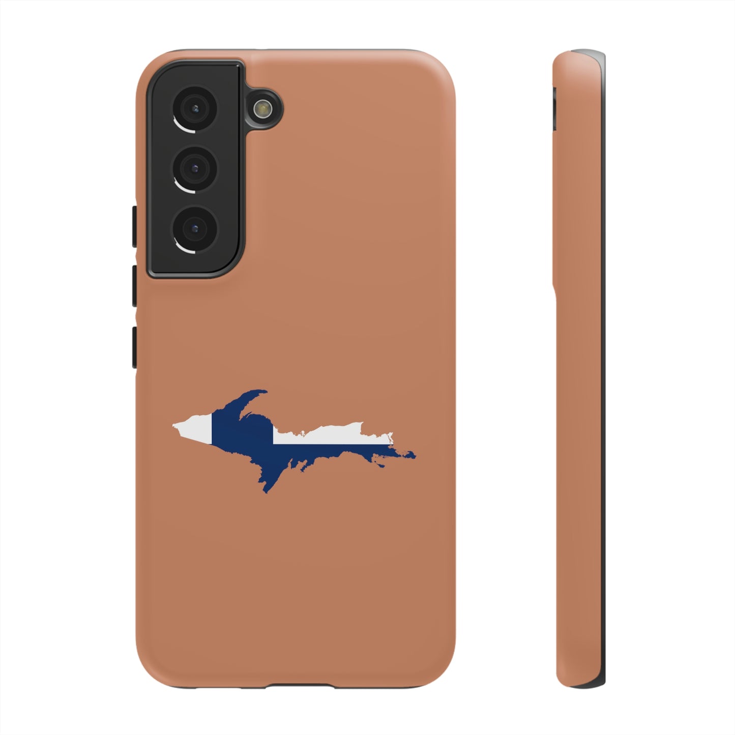 Michigan Upper Peninsula Tough Phone Case ( Copper Color w/ UP Finland Flag Outline) | Samsung & Pixel Android