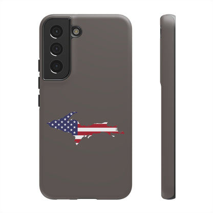 Michigan Upper Peninsula Tough Phone Case (Warren Tank Grey w/ UP USA Flag Outline) | Samsung & Pixel Android