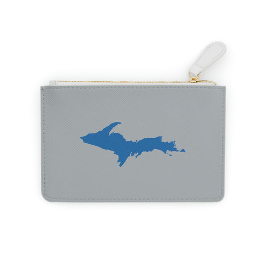 Michigan Upper Peninsula Mini Clutch Bag (Silver w/ Azure UP Outline)