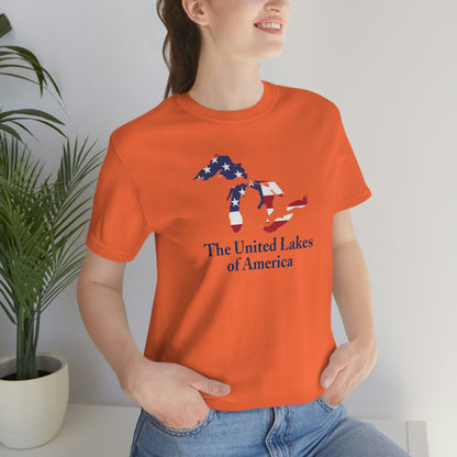 'The United Lakes of America' T-Shirt (w/ Great Lakes USA Flag Outline) | Unisex Standard Fit