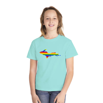 Michigan Upper Peninsula T-Shirt (w/ UP Pride Flag Outline) | Youth Garment-Dyed