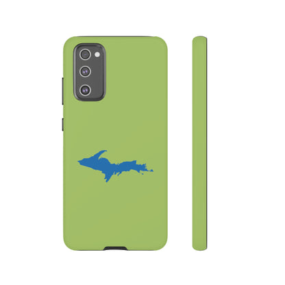 Michigan Upper Peninsula Tough Phone Case (Gooseberry Green w/ Azure UP Outline) | Samsung & Pixel Android