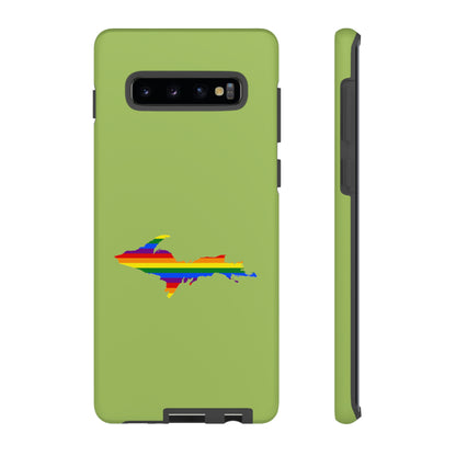 Michigan Upper Peninsula Tough Phone Case (Gooseberry Green w/ UP Pride Flag Outline) | Samsung & Pixel Android