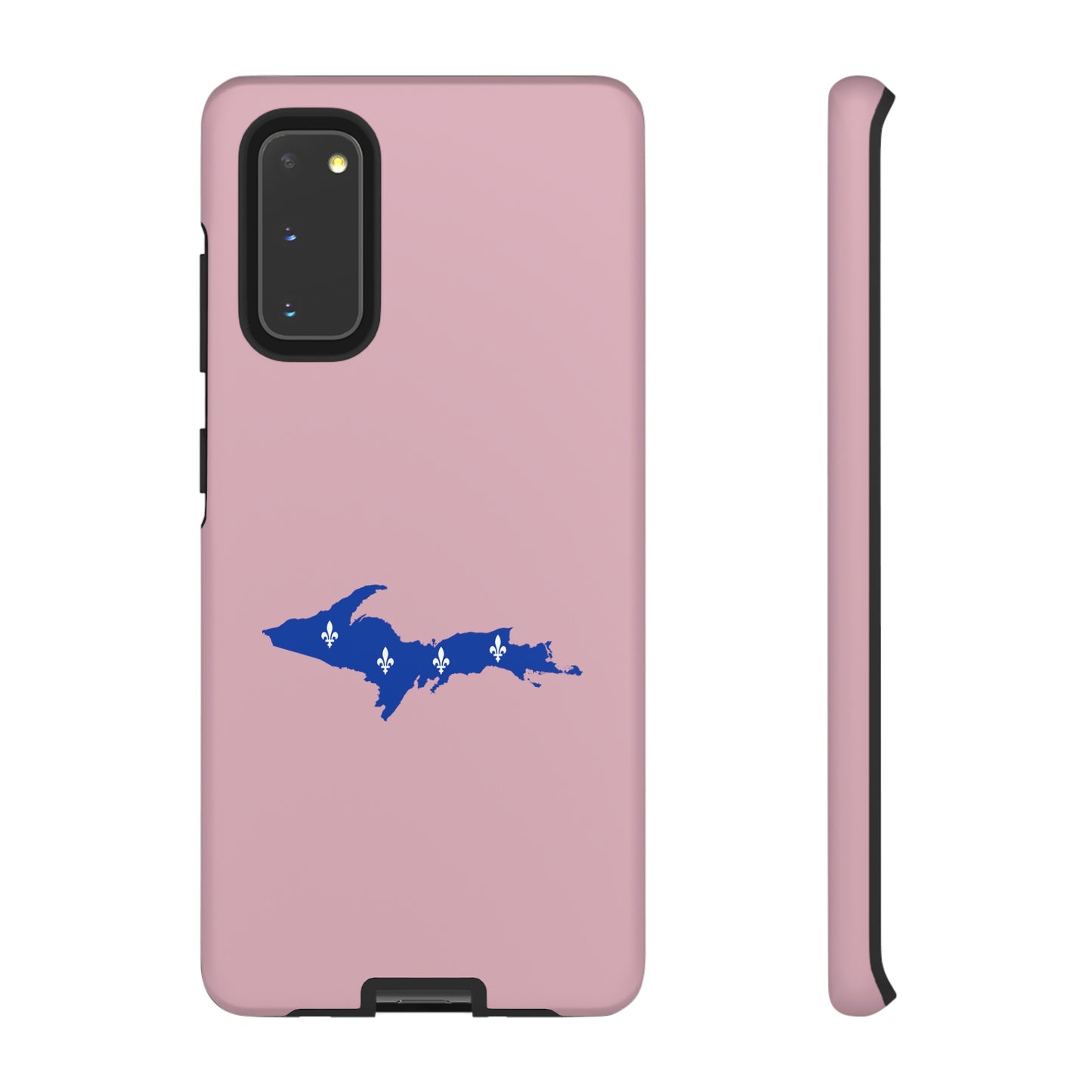 Michigan Upper Peninsula Tough Phone Case (Pink w/ UP Quebec Flag Outline) | Samsung & Pixel Android