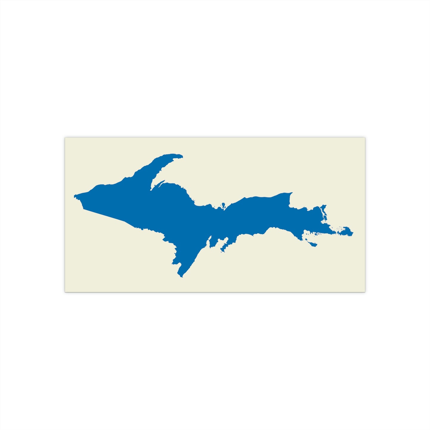 Michigan Upper Peninsula Bumper Sticker (w/ Azure UP Outline) | Ivory Color Background