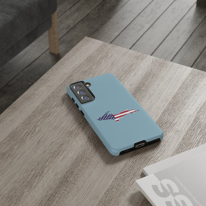 Michigan Upper Peninsula Tough Phone Case (Opal Blue w/ UP USA Flag Outline) | Samsung & Pixel Android