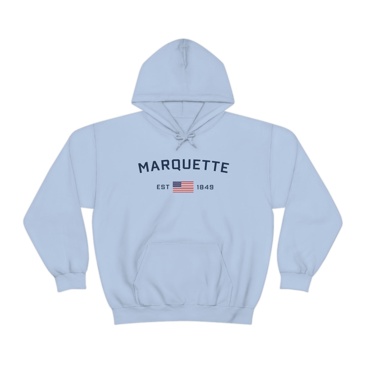 'Marquette EST 1849' Hoodie (w/USA Flag Outline) | Unisex Standard