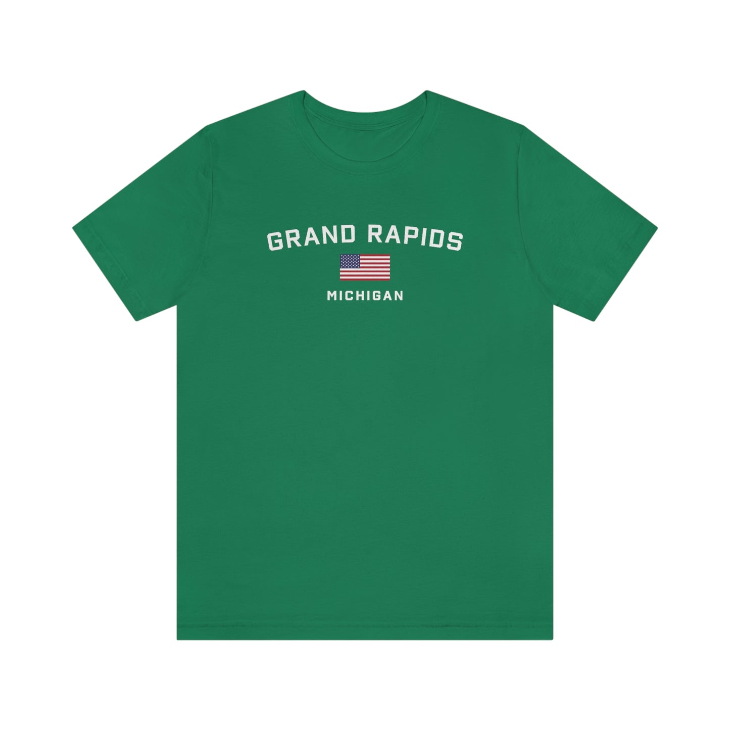 'Grand Rapids Michigan' T-Shirt (w/USA Flag Outline) | Unisex Standard Fit