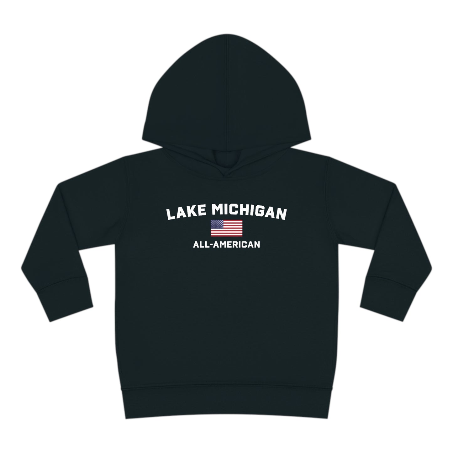 'Lake Michigan All-American' Hoodie (w/USA Flag Outline) | Unisex Toddler