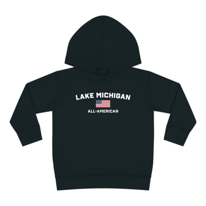 'Lake Michigan All-American' Hoodie (w/USA Flag Outline) | Unisex Toddler