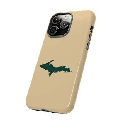 Michigan Upper Peninsula Tough Phone Case (Maple Color w/ Green UP Outline) | Apple iPhone