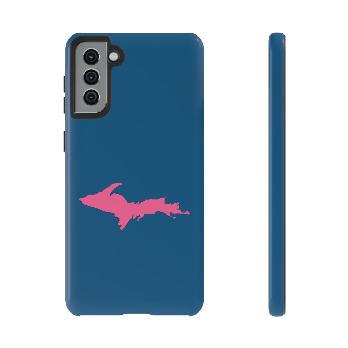 Michigan Upper Peninsula Tough Phone Case (Blueberry w/ Pink UP Outline) | Samsung & Pixel Android