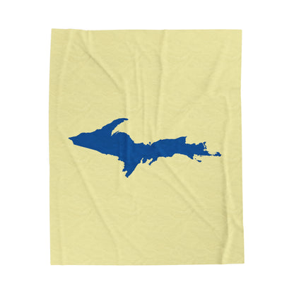 Michigan Upper Peninsula Plush Blanket (w/ Azure UP Outline) | Canary Yellow