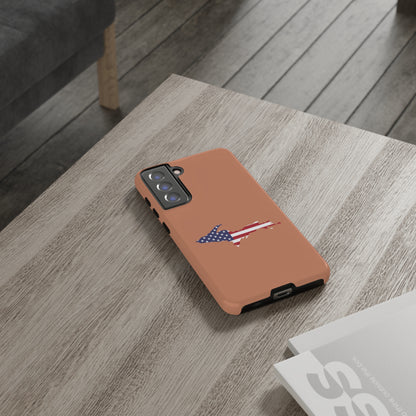 Michigan Upper Peninsula Tough Phone Case (Copper Color w/ UP USA Flag Outline) | Samsung & Pixel Android