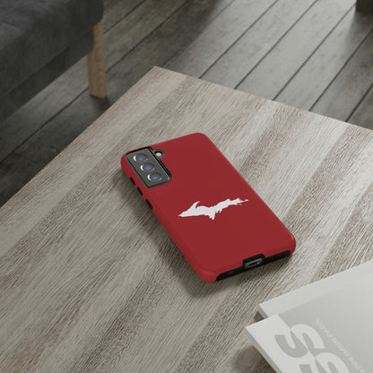 Michigan Upper Peninsula Tough Phone Case (Thimbleberry Red w/ UP Outline) | Samsung & Pixel Android