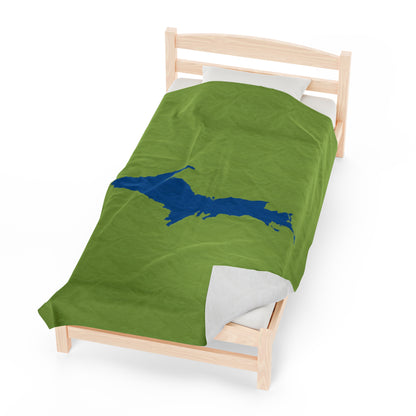 Michigan Upper Peninsula Plush Blanket (w/ Azure UP Outline) | Gooseberry Green