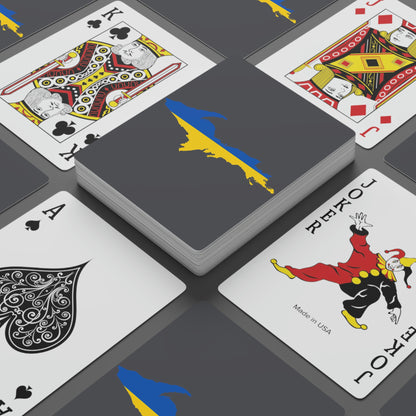 Michigan Upper Peninsula Poker Cards (Iron Ore Grey w/ UP Ukraine Flag Outline)