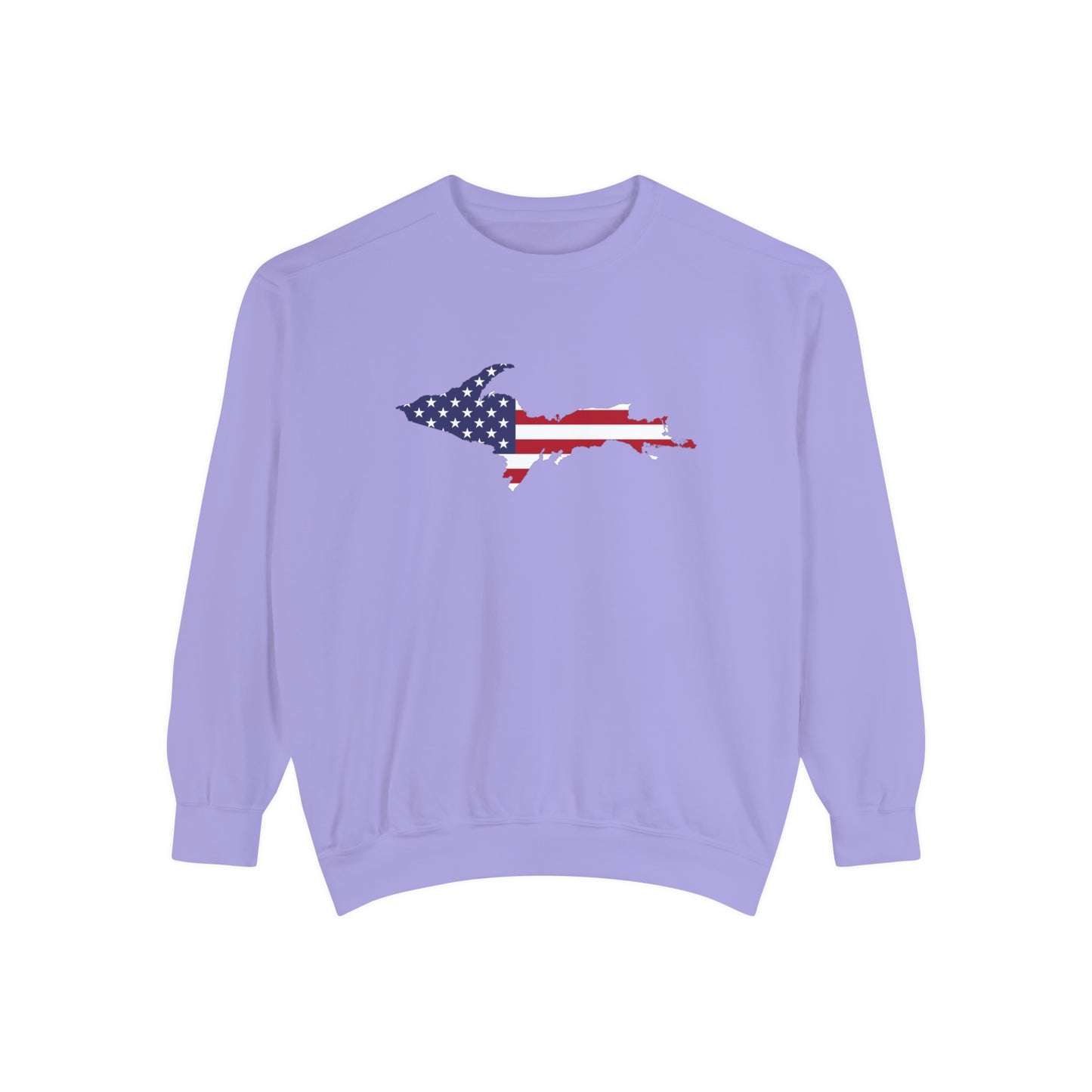 Michigan Upper Peninsula Sweatshirt (w/ UP USA Flag Outline) | Unisex Garment Dyed