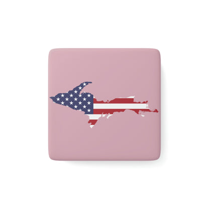Michigan Upper Peninsula Porcelain Magnet (Pink w/ UP USA Outline)