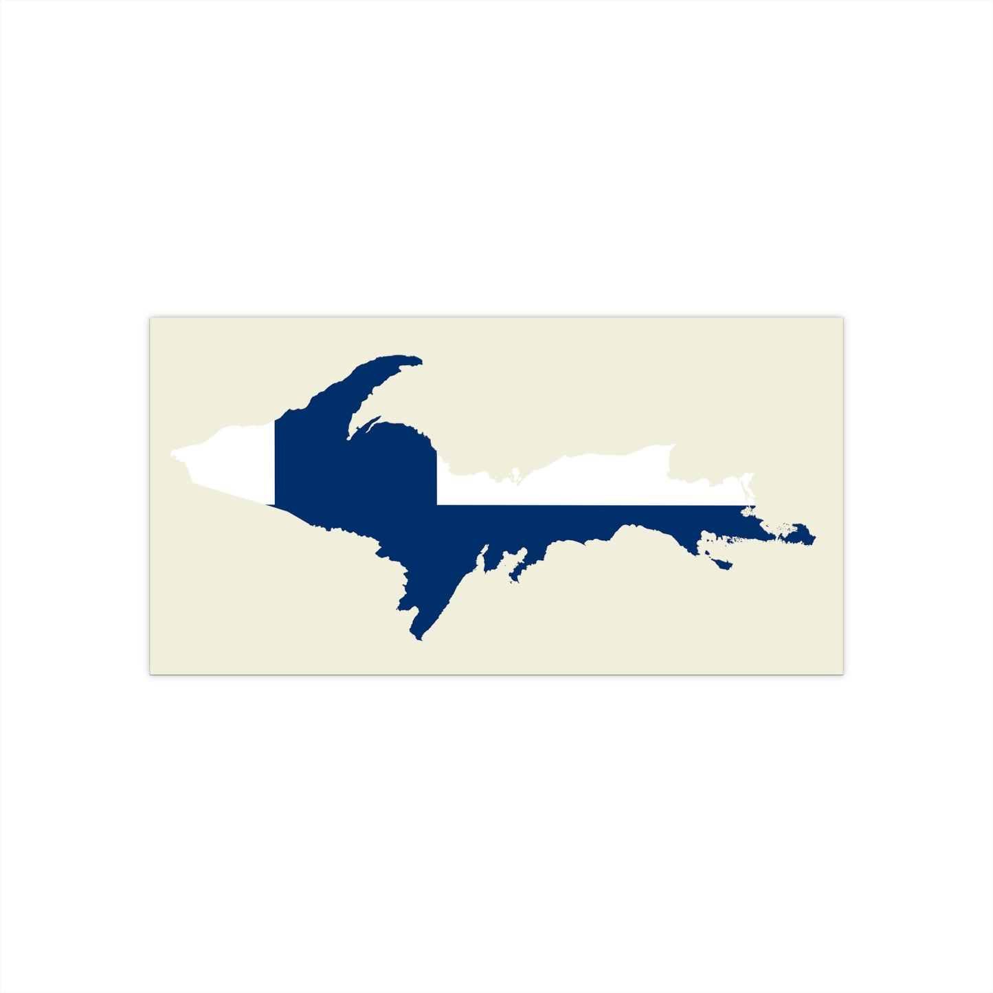 Michigan Upper Peninsula Bumper Stickers (w/ UP Finland Flag Outline) | Ivory Color Background