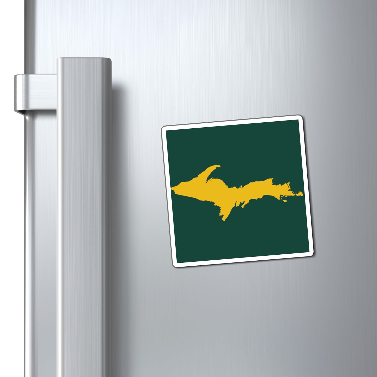 Michigan Upper Peninsula Square Magnet (Green w/ Gold UP Outline)