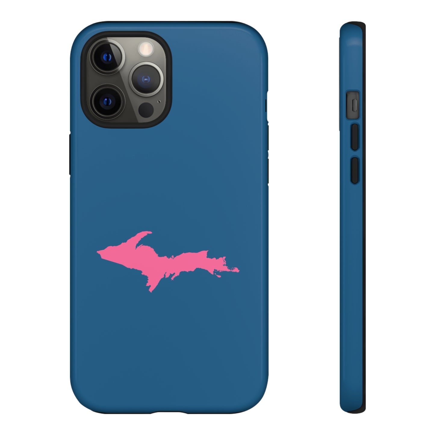 Michigan Upper Peninsula Tough Phone Case (Blueberry w/ Pink UP Outline) | Apple iPhone