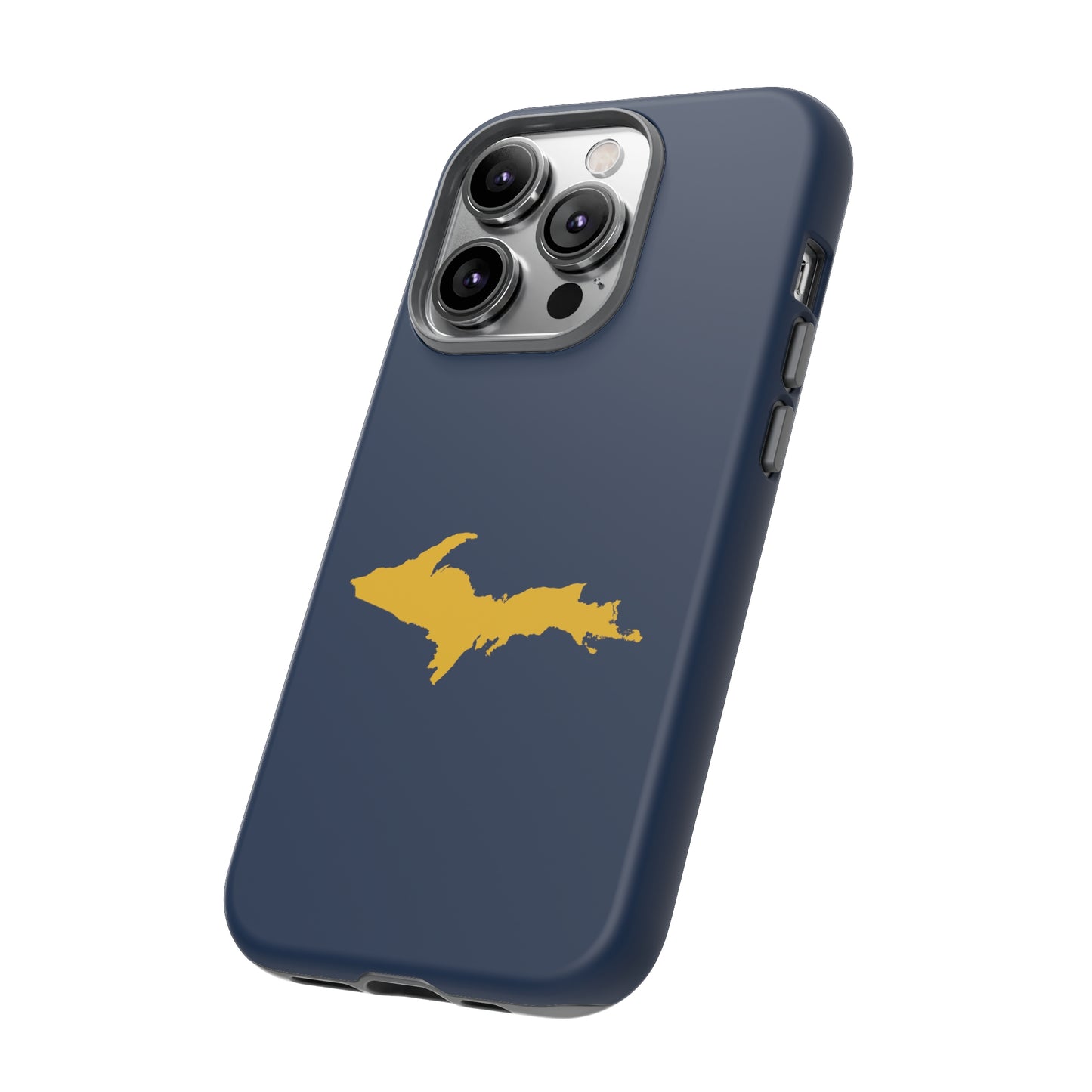 Michigan Upper Peninsula Tough Phone Case (Navy w/ Gold UP Outline) | Apple iPhone