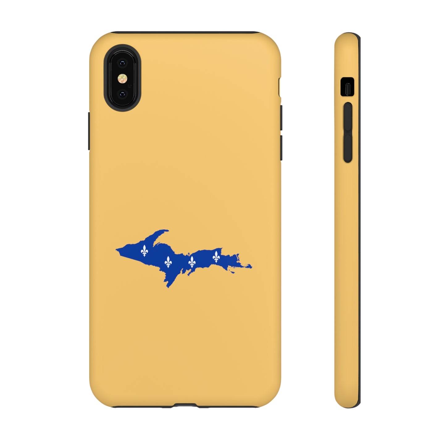 Michigan Upper Peninsula Tough Phone Case (Citrine Color w/ UP Quebec Flag Outline) | Apple iPhone