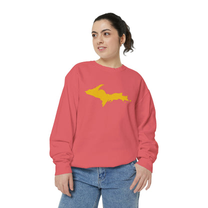 Michigan Upper Peninsula Sweatshirt (w/ Gold UP Outline) | Unisex Garment Dyed