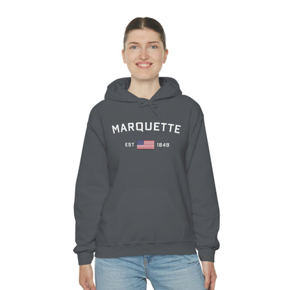 'Marquette EST 1849' Hoodie (w/USA Flag Outline) | Unisex Standard