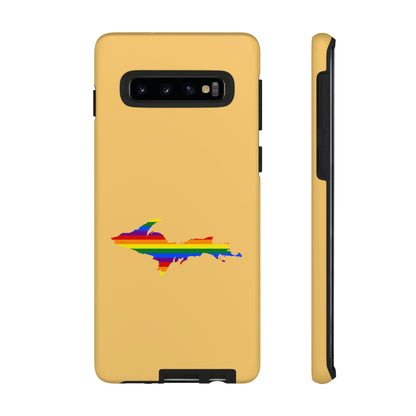 Michigan Upper Peninsula Tough Phone Case (Citrine w/ UP Pride Flag Outline) | Samsung & Pixel Android