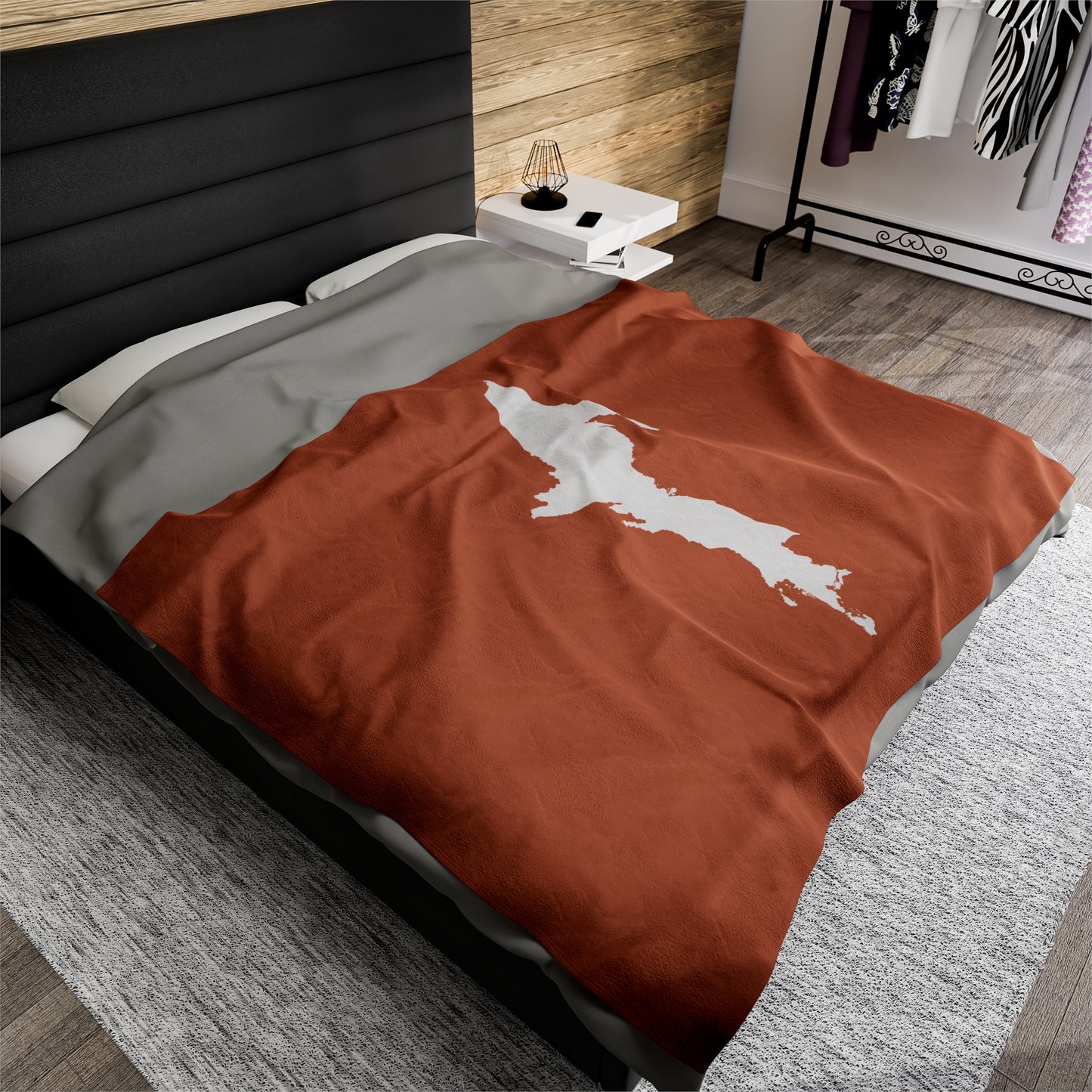 Michigan Upper Peninsula Plush Blanket (w/ UP Outline) | Copper Color