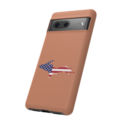 Michigan Upper Peninsula Tough Phone Case (Copper Color w/ UP USA Flag Outline) | Samsung & Pixel Android