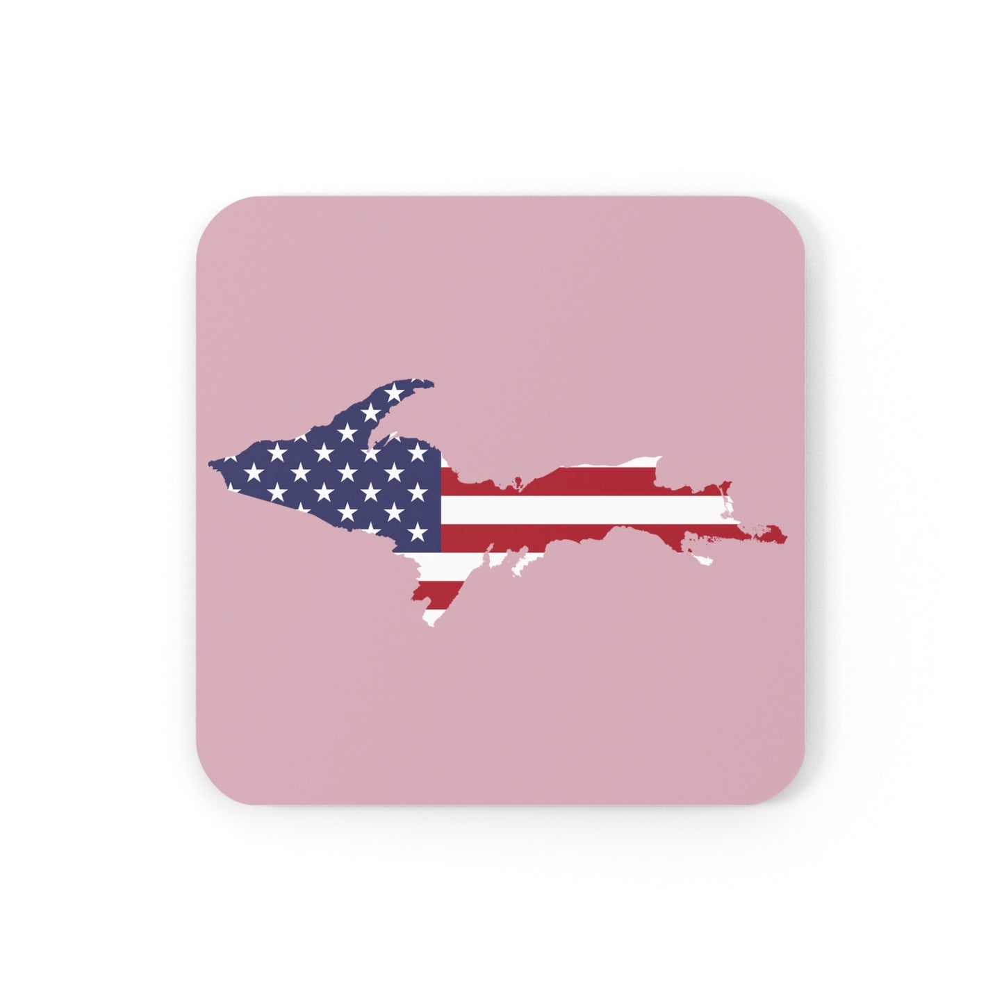 Michigan Upper Peninsula Coaster Set (Pink w/ UP USA Flag Outline) | Corkwood - 4 pack