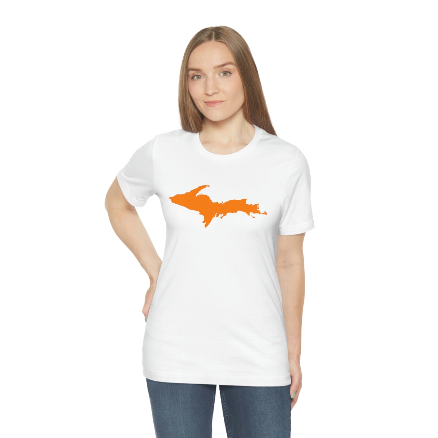 Michigan Upper Peninsula T-Shirt (w/ Orange UP Outline) | Unisex Standard Fit